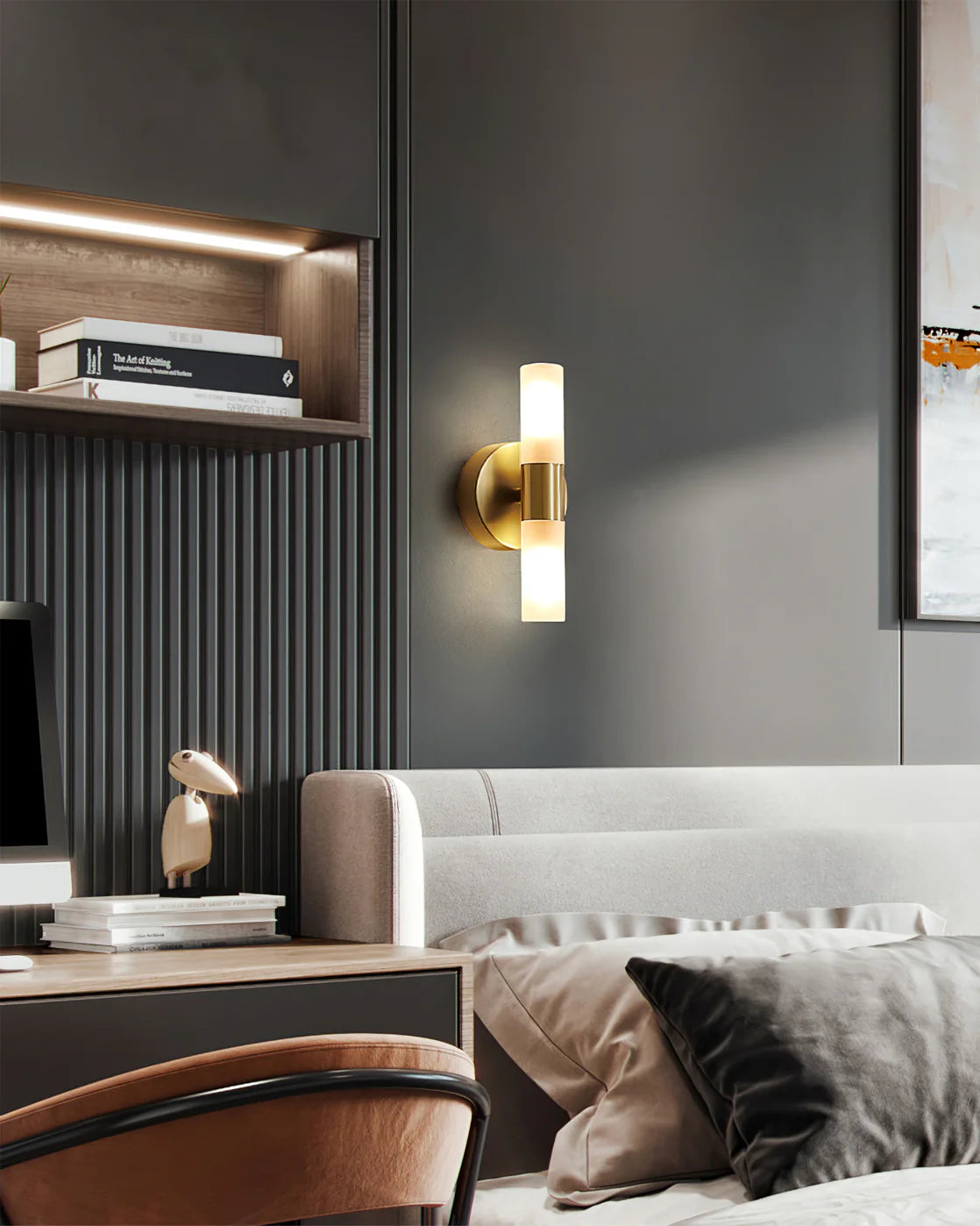 Barton Brass and White Wall Light