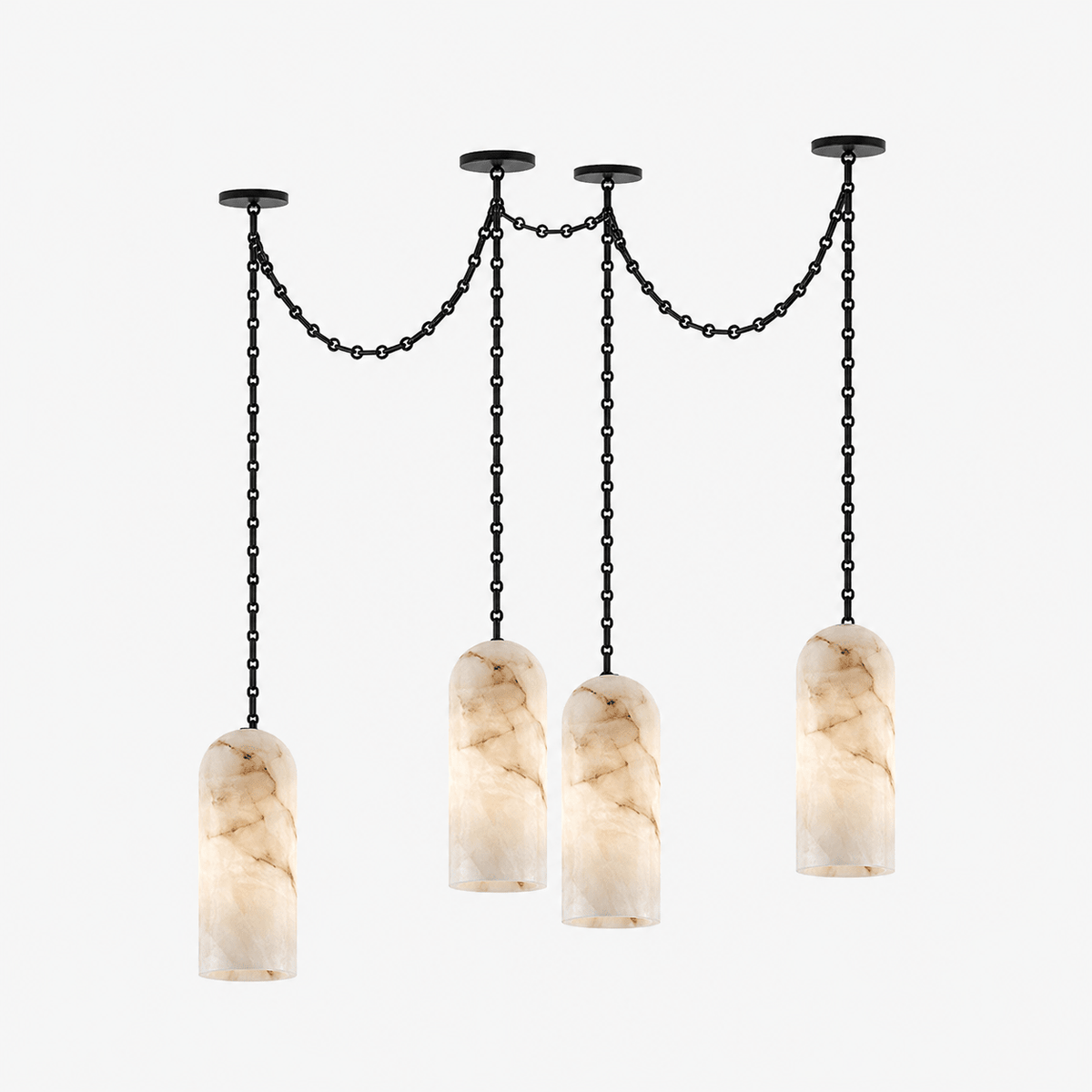 Cascading Chain Capsule Alabaster Chandelier