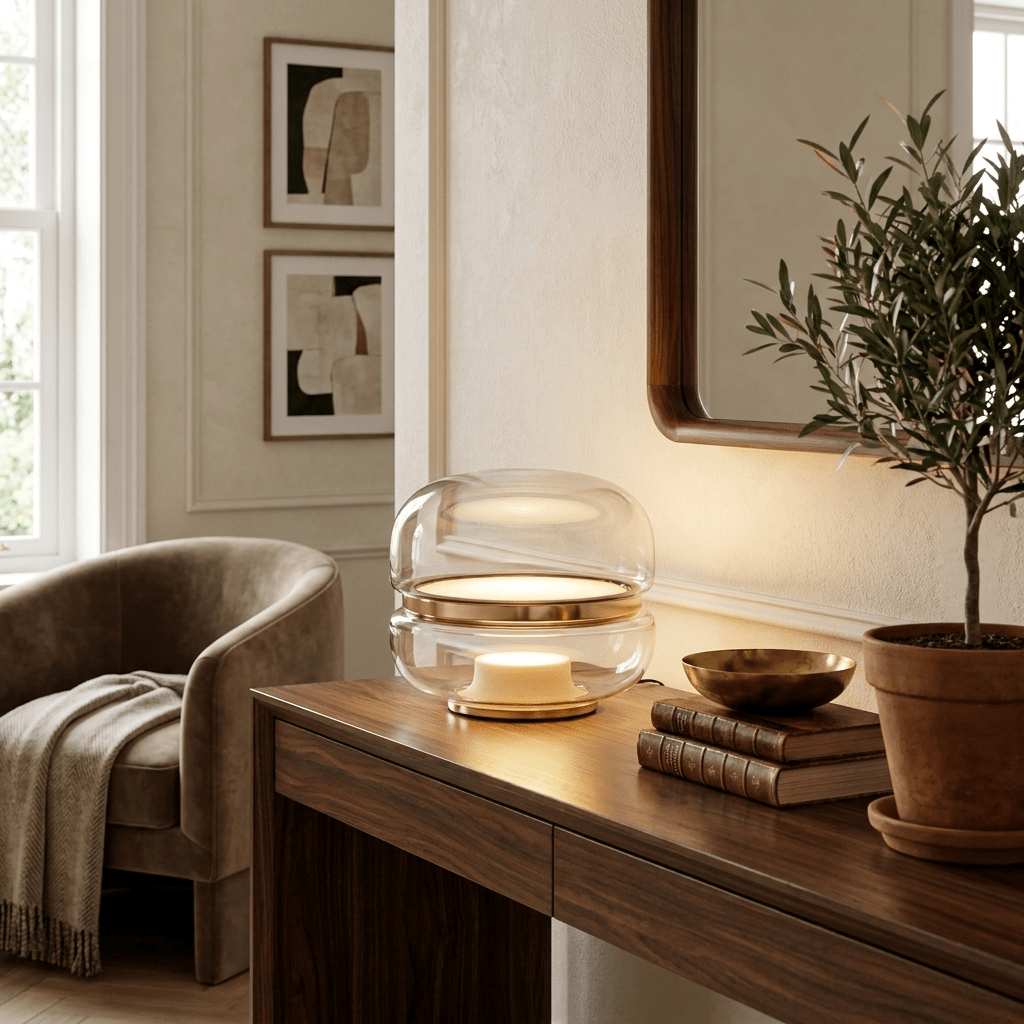 Perla Smoke Glass Alabaster Table Lamp