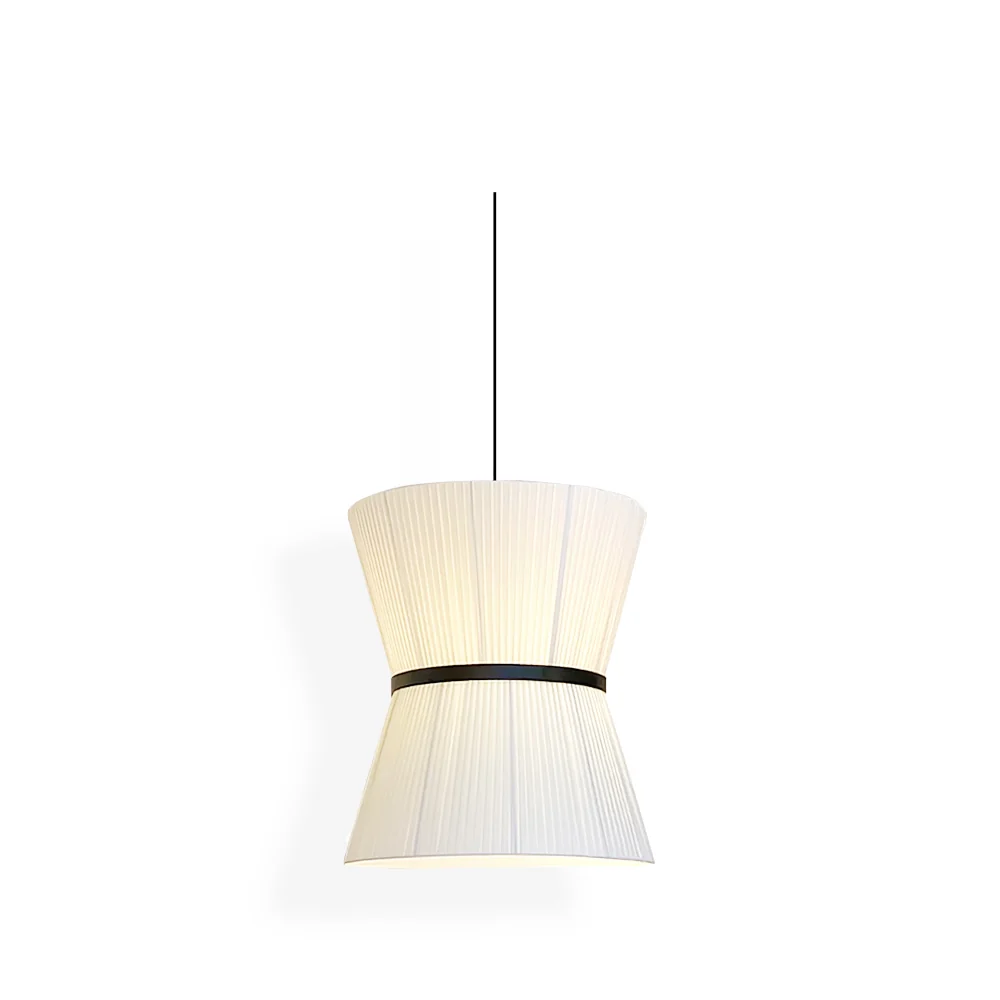 Pleated Linen Hourglass Pendant Light