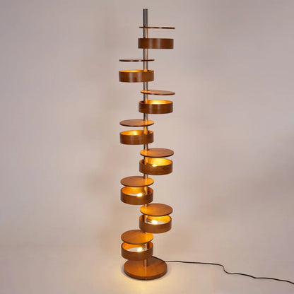 Cylindrical Wood Column Floor Lamp