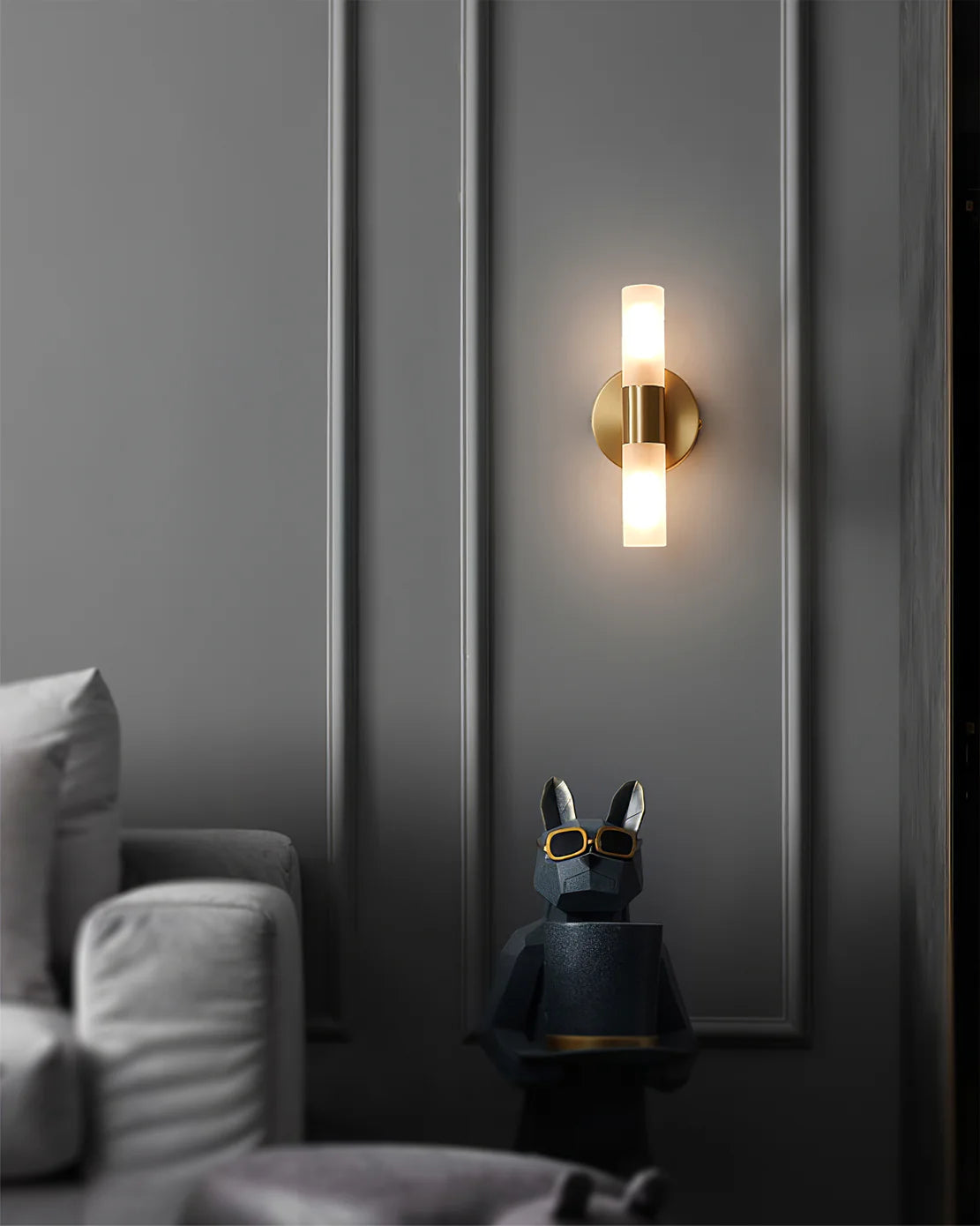 Barton Brass and White Wall Light