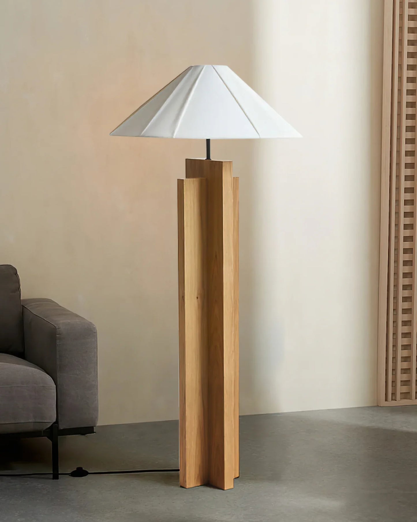 Meridian Crossbase Wood Floor Lamp