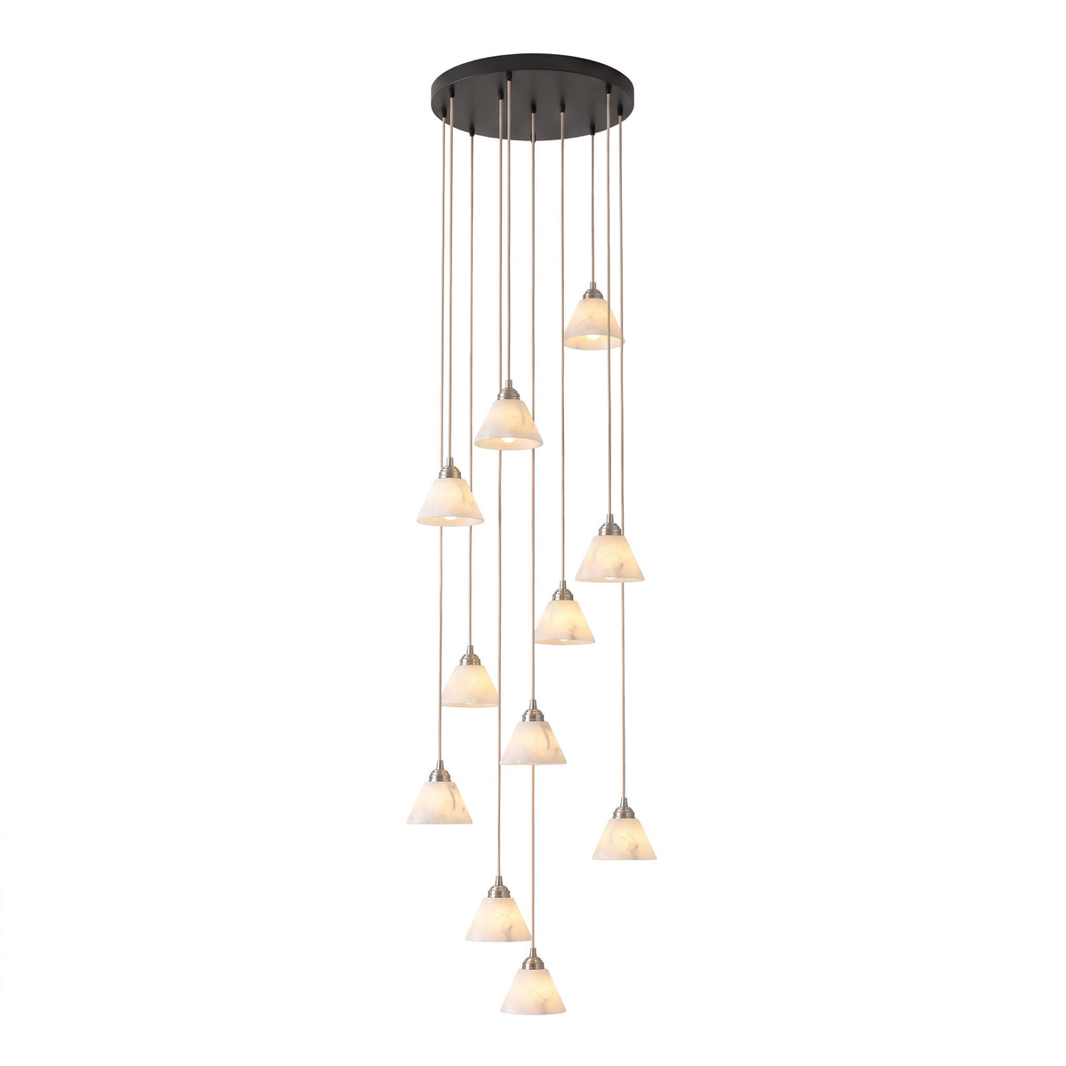Conical Alabaster Brass Pendant Lamp