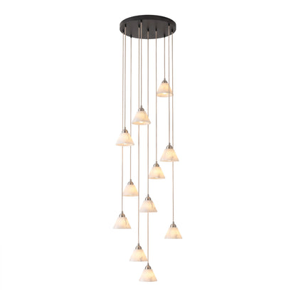 Conical Alabaster Brass Pendant Lamp