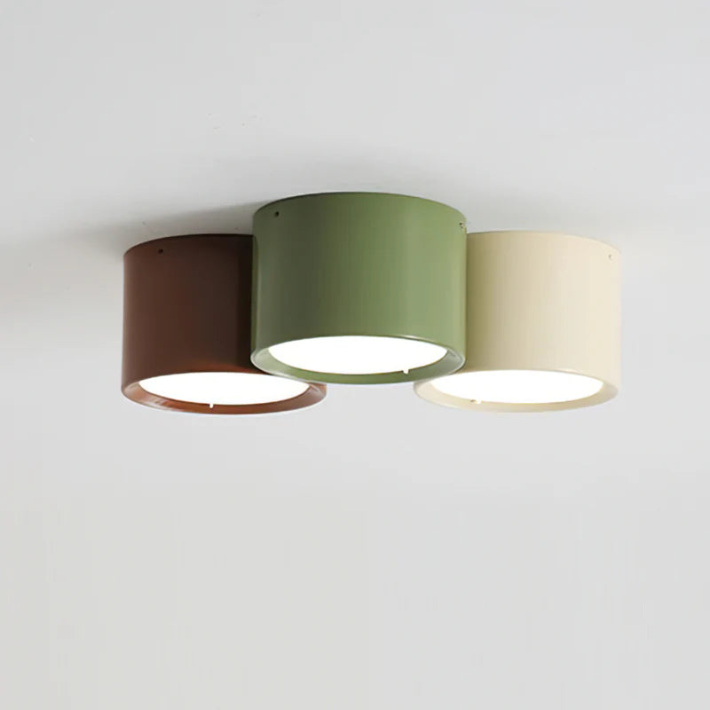 Layered circular color-block ceiling fixture