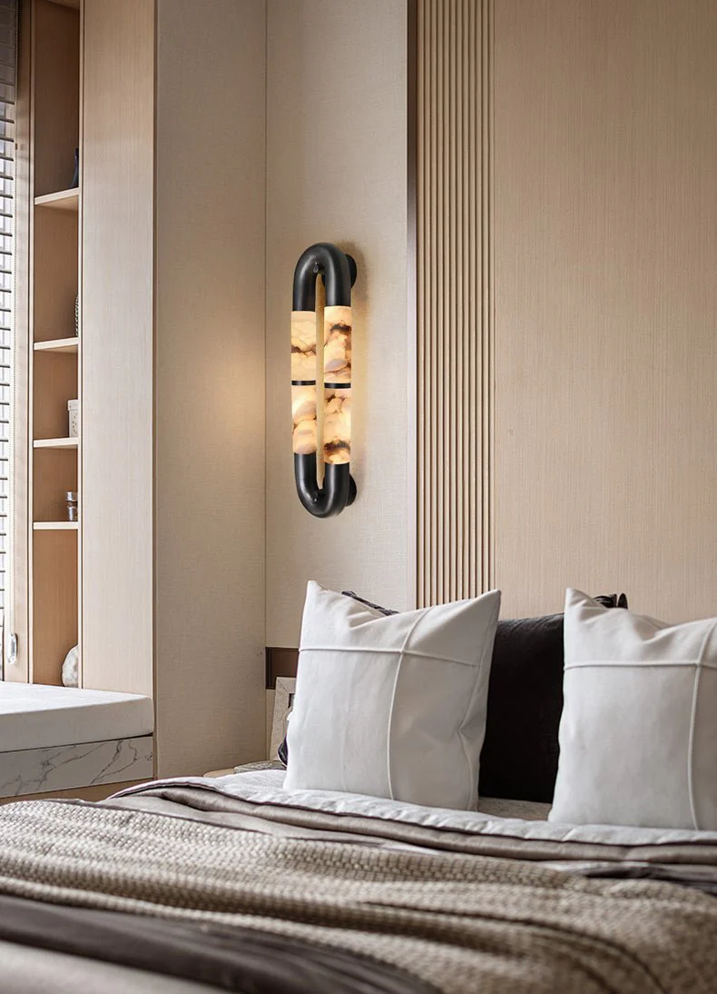 The Volterra Dual-Crescent Alabaster Sconce