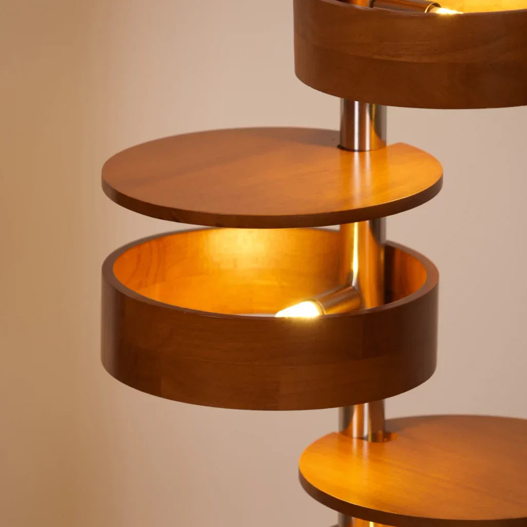 Cylindrical Wood Column Floor Lamp