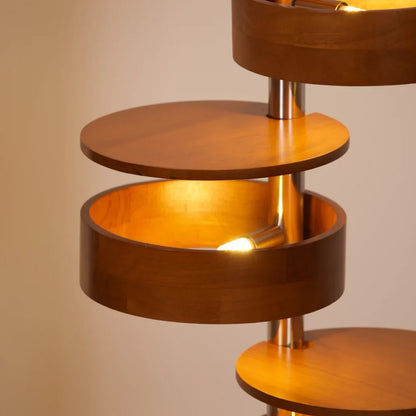 Cylindrical Wood Column Floor Lamp