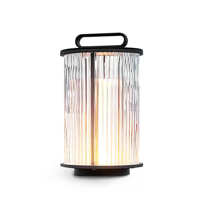 Line Glass Lantern Solar Table Lamp