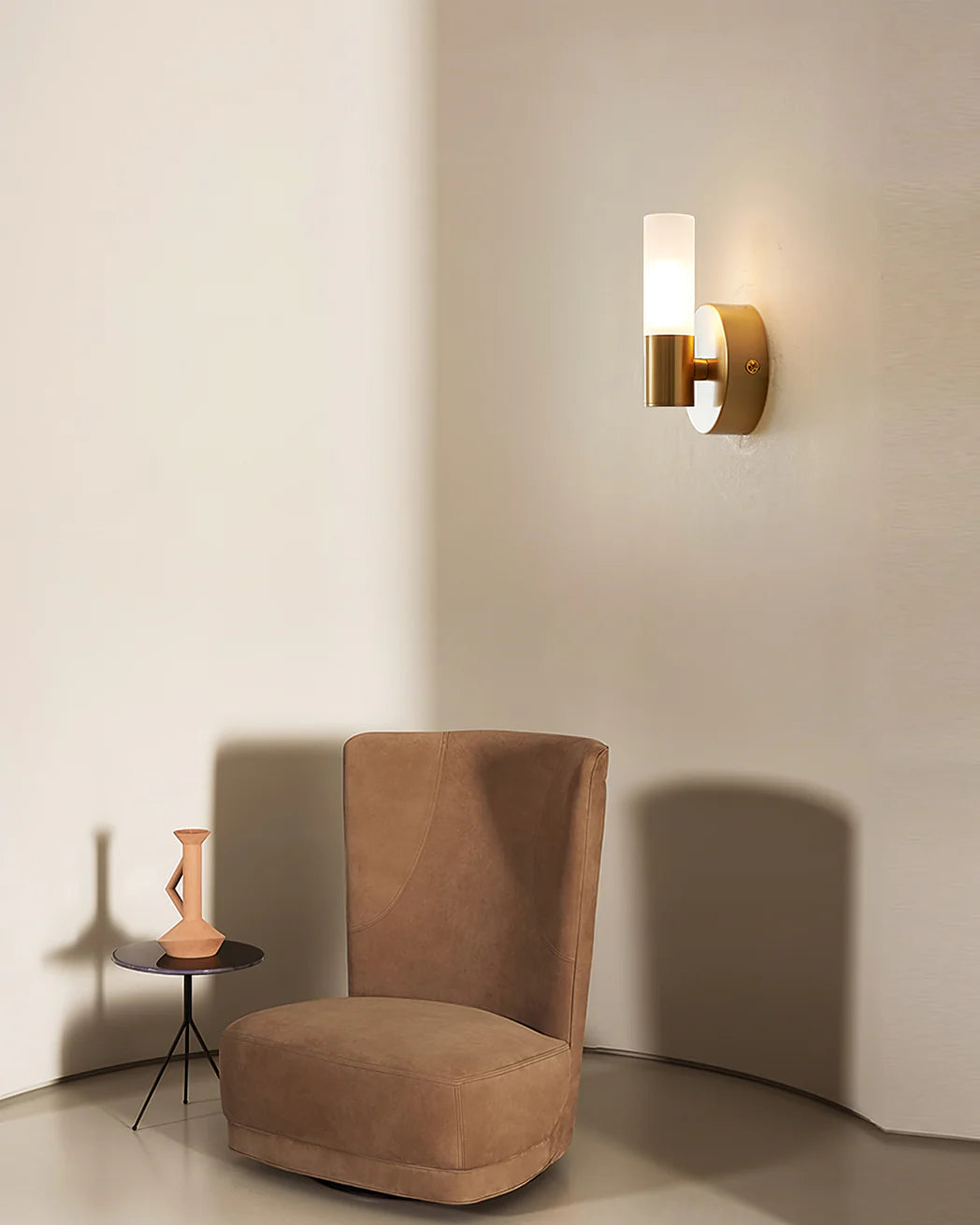 Barton Brass and White Wall Light
