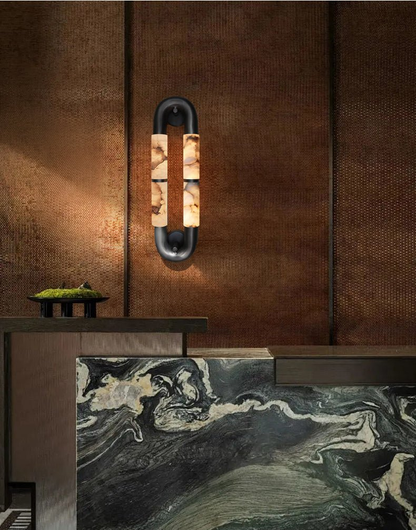 The Volterra Dual-Crescent Alabaster Sconce