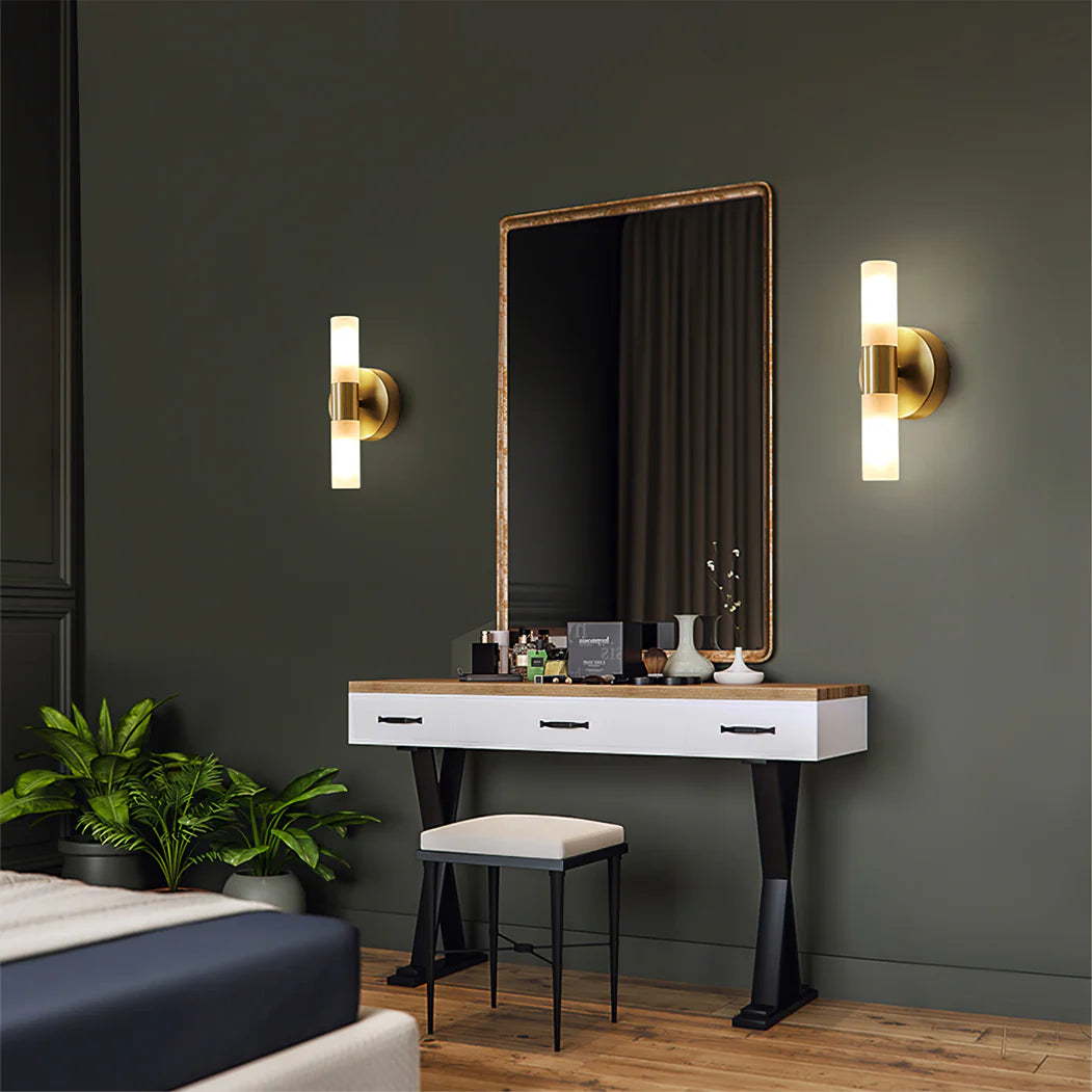 Barton Brass and White Wall Light