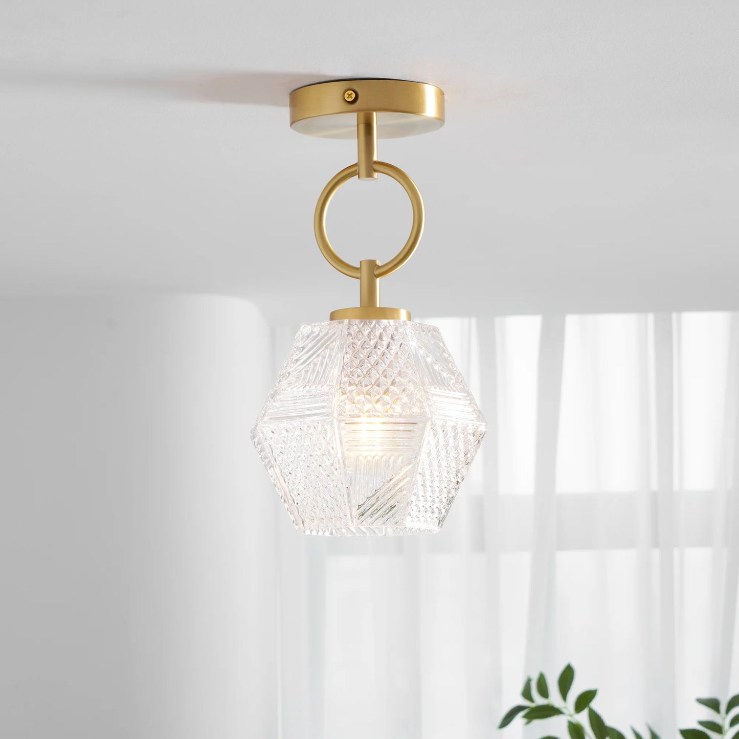 Diamond Cut Art Deco Ceiling Light