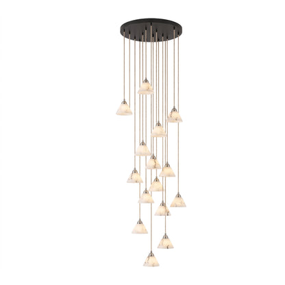 Conical Alabaster Brass Pendant Lamp
