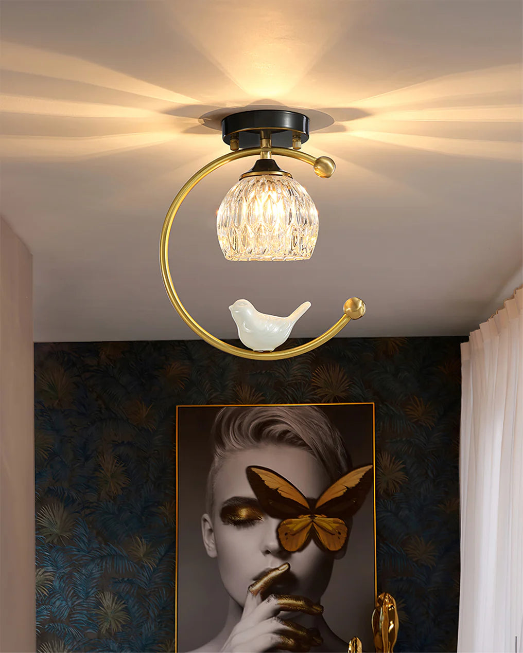 Ceramic Bird Ceiling Lamp