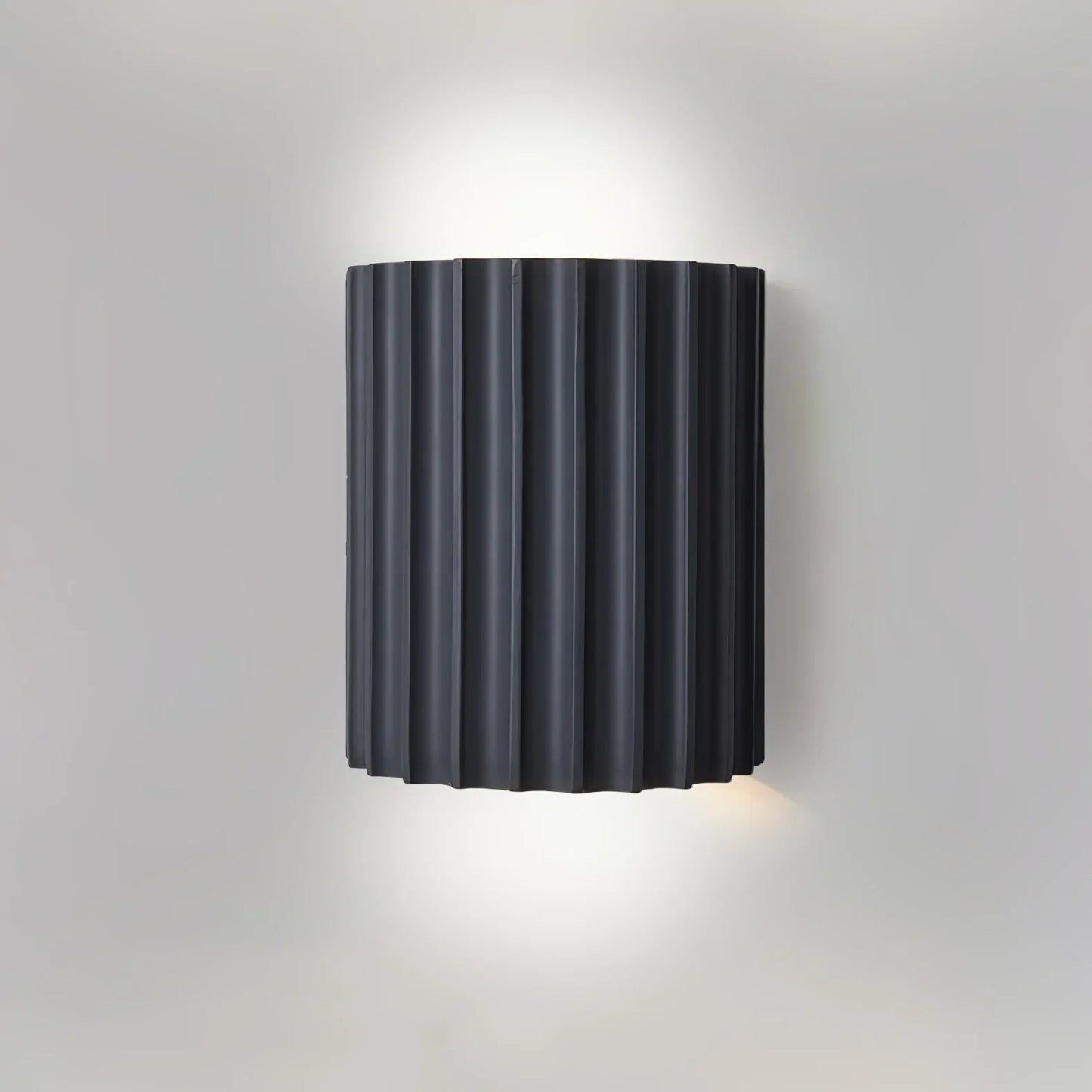 Fluted Resin Wall Lamp grey colour close-up