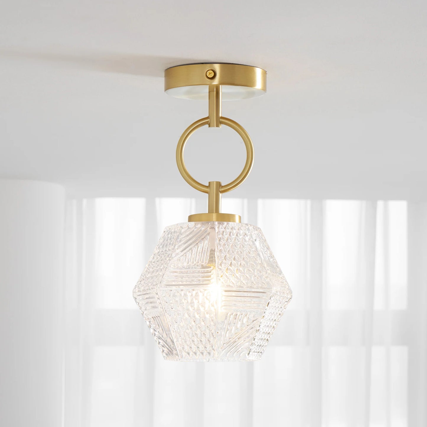 Diamond Cut Art Deco Ceiling Light