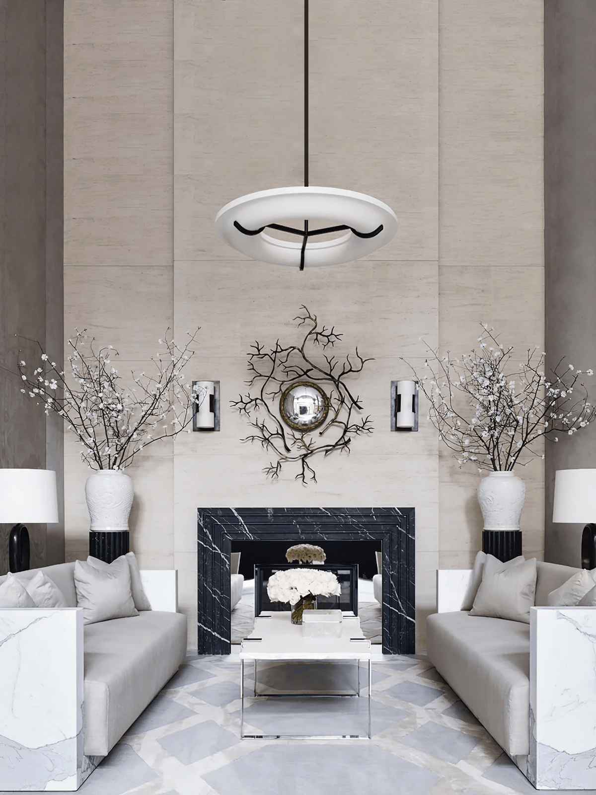 Carve Alabaster Pendant Light