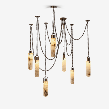 Cylindrical Cluster Alabaster Chandelier