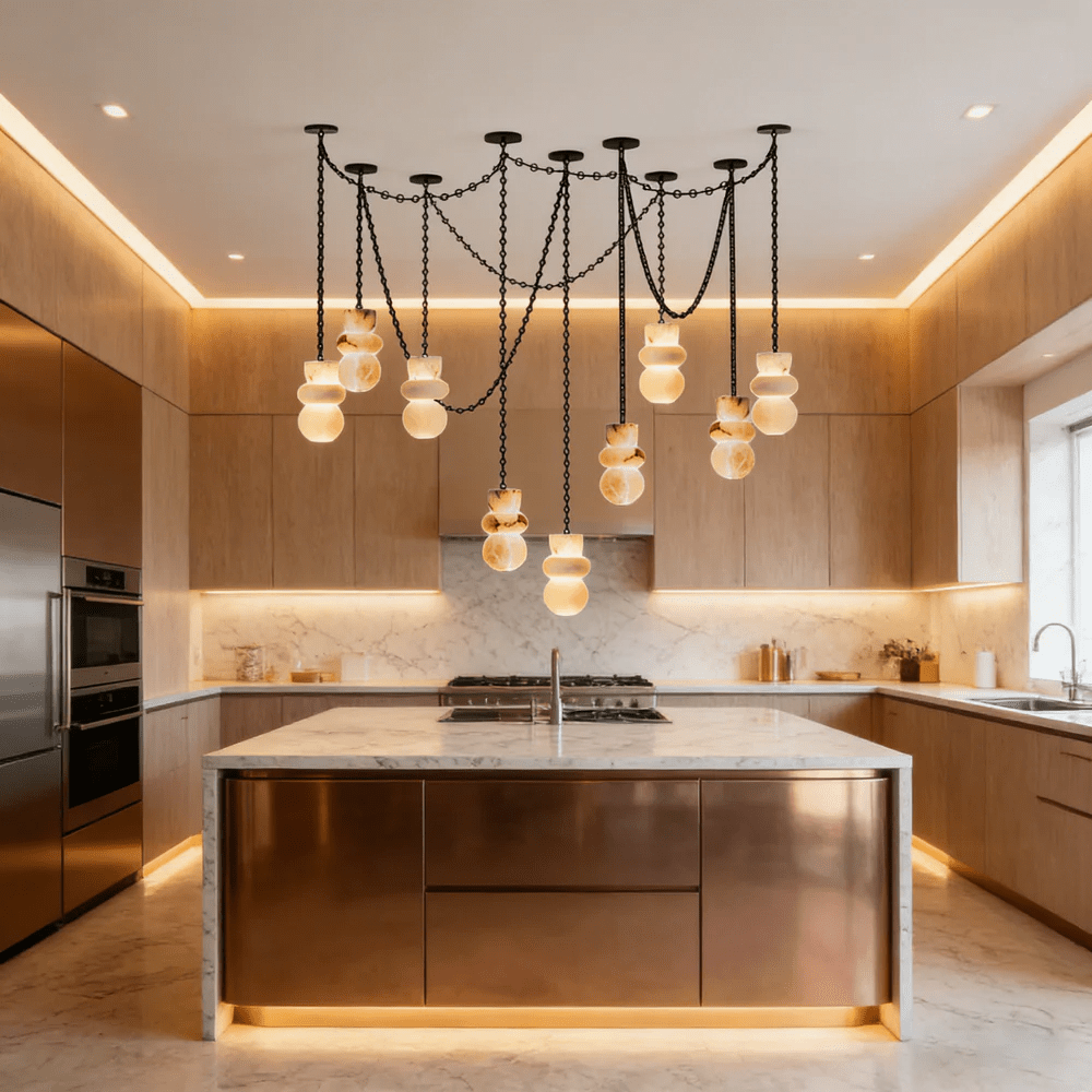 Orba Chain Alabaster Chandelier