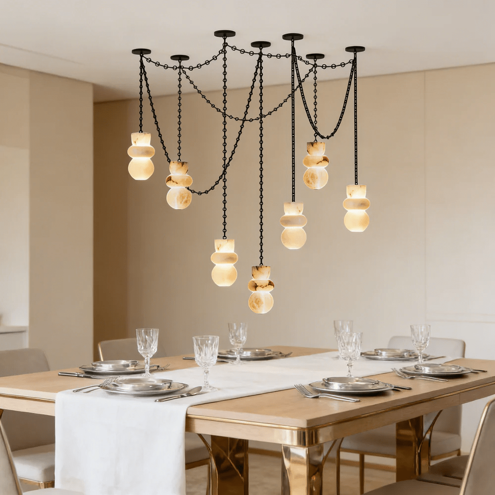 Orba Chain Alabaster Chandelier