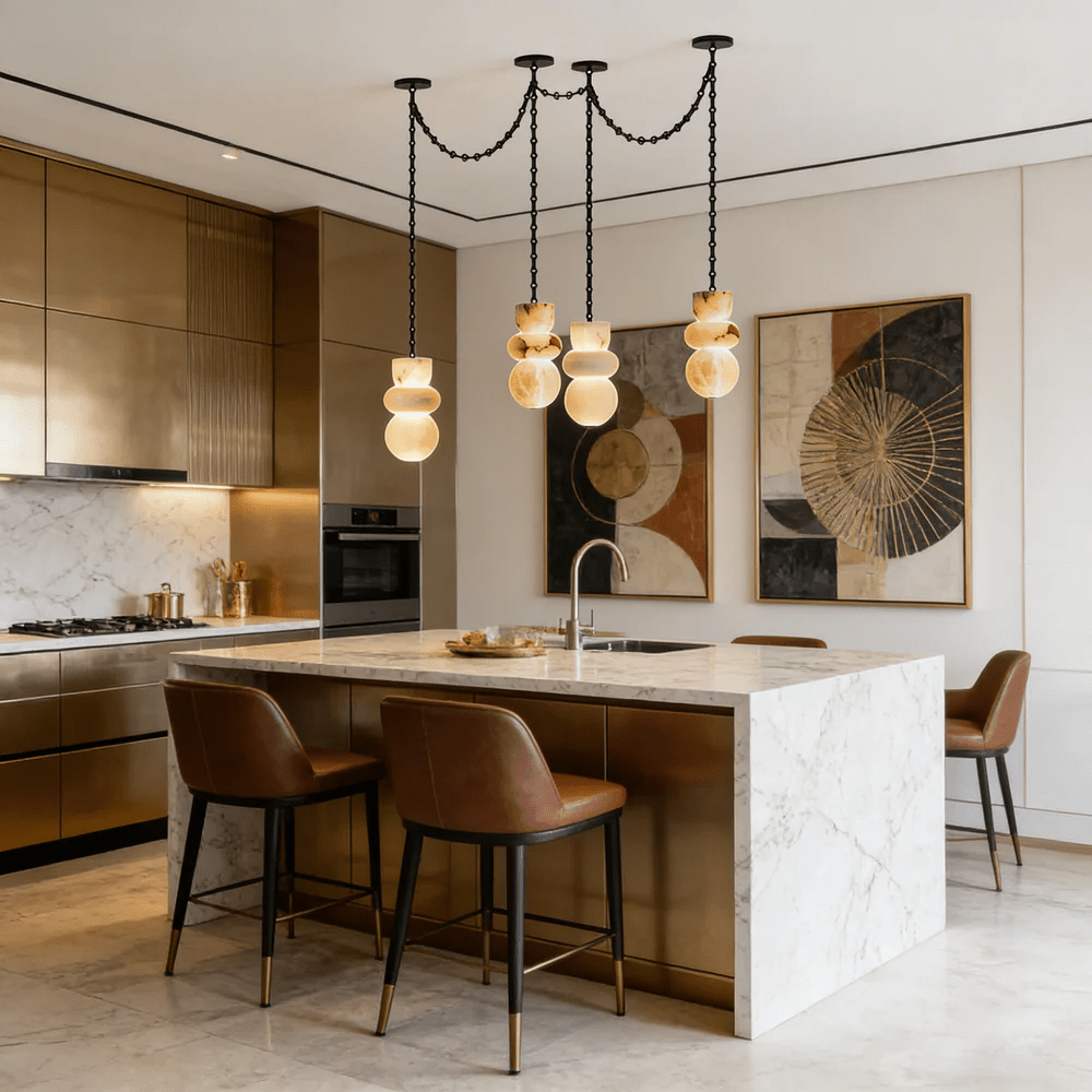 Orba Chain Alabaster Chandelier