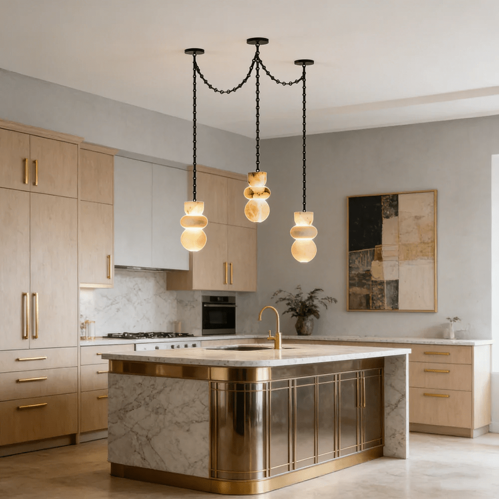 Orba Chain Alabaster Chandelier
