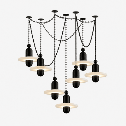 Orbital Drift Chain Alabaster Chandelier