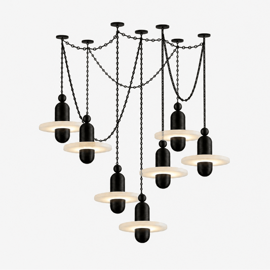 Orbital Drift Chain Alabaster Chandelier