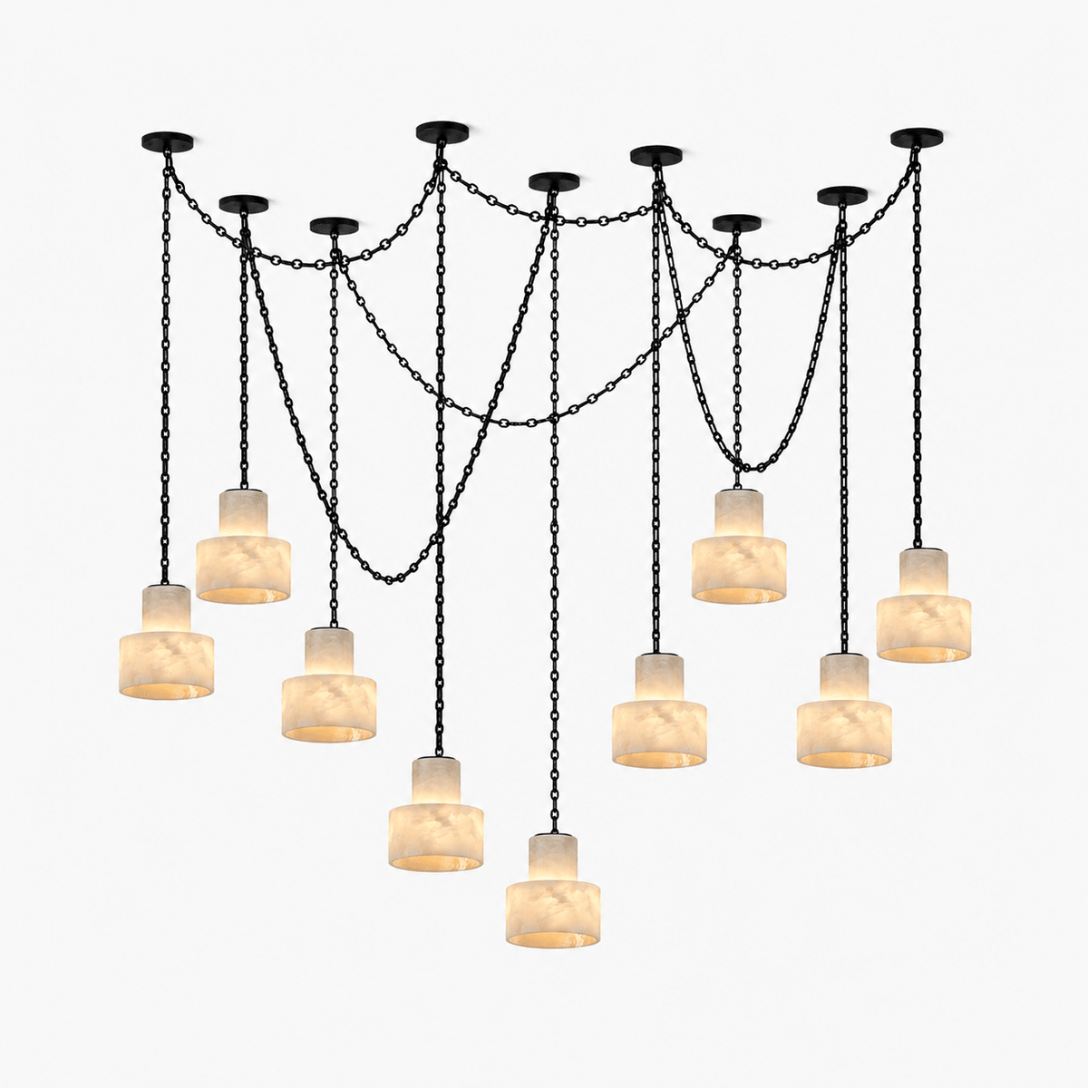 Multi-Tier Chain Drum Alabaster Pendant Lamp