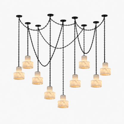 Multi-Tier Chain Drum Alabaster Pendant Lamp