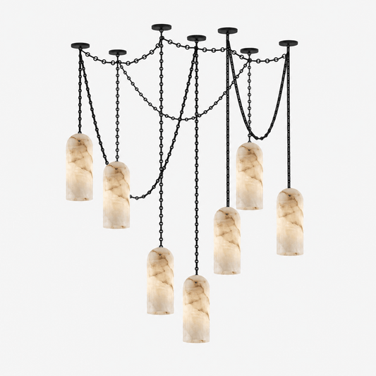 Cascading Chain Capsule Alabaster Chandelier