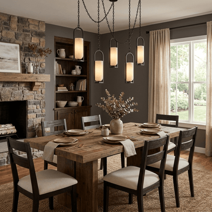 Cascading Chain Lantern Alabaster Chandelier
