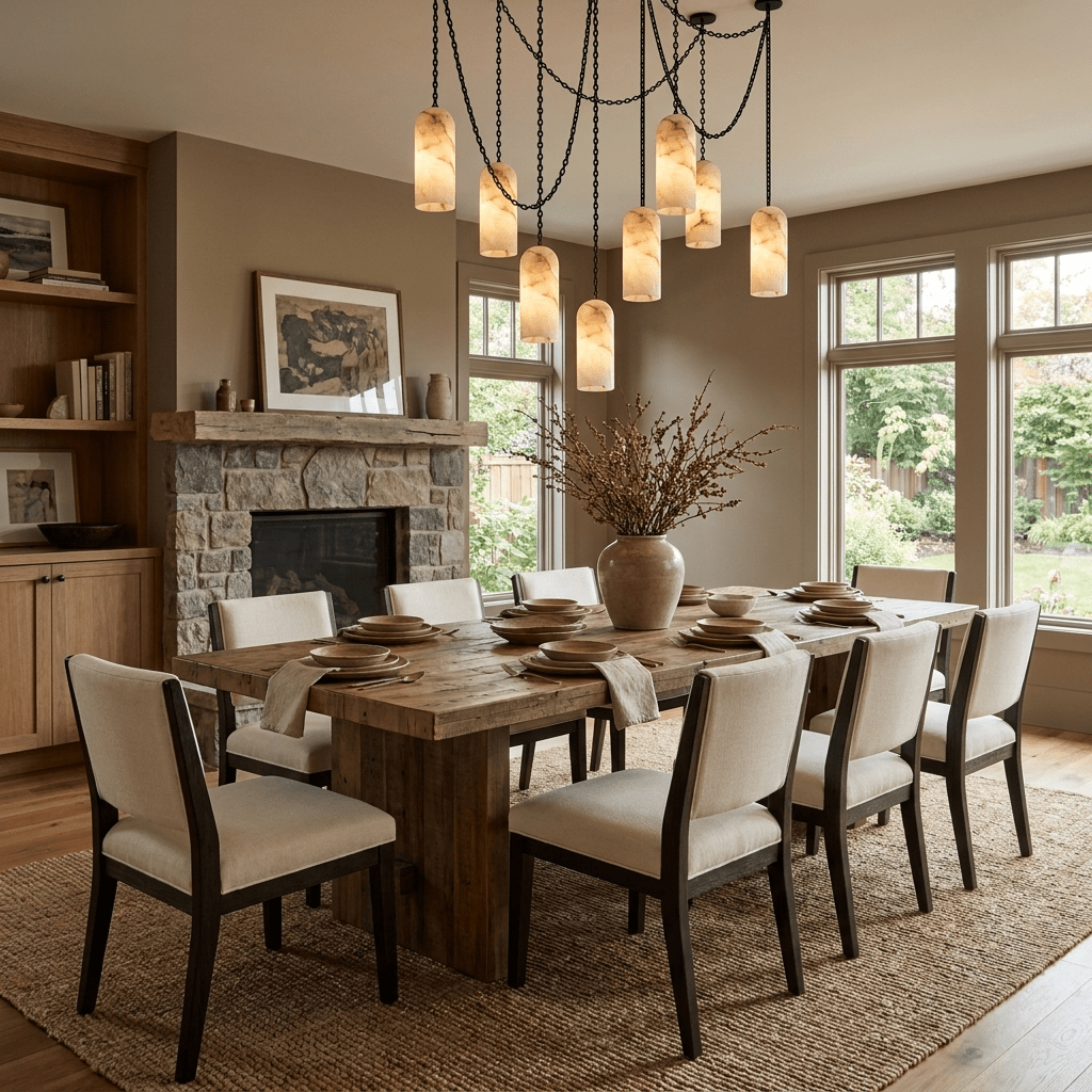 Cascading Chain Capsule Alabaster Chandelier