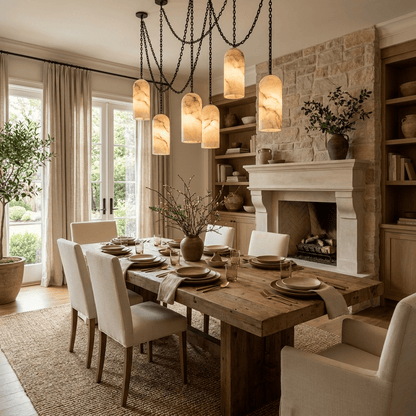 Cascading Chain Capsule Alabaster Chandelier
