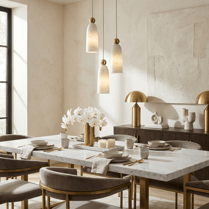 Alabaster Bell Cluster Pendant Lamp