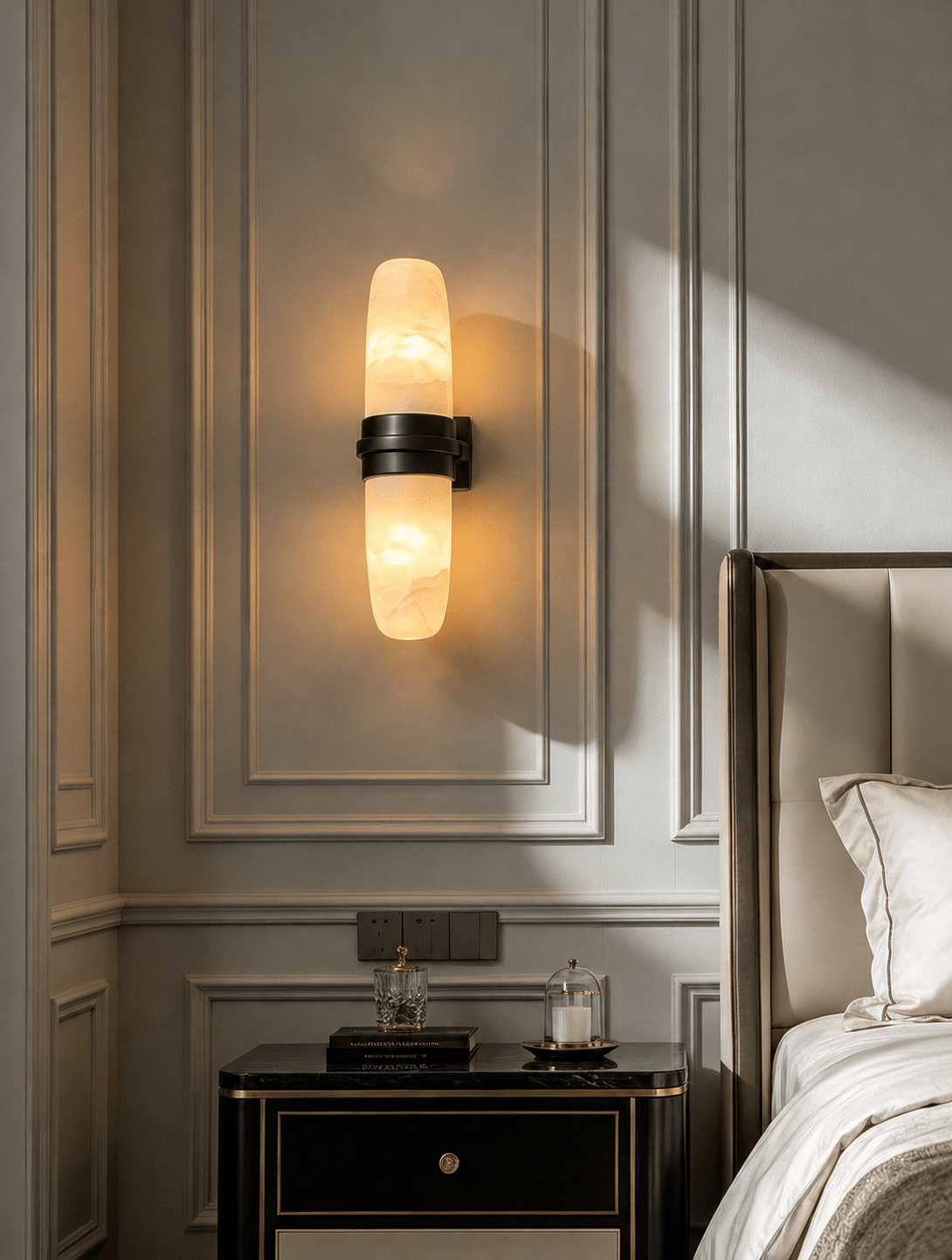 Slim Vertical Tube Alabaster Wall Sconce
