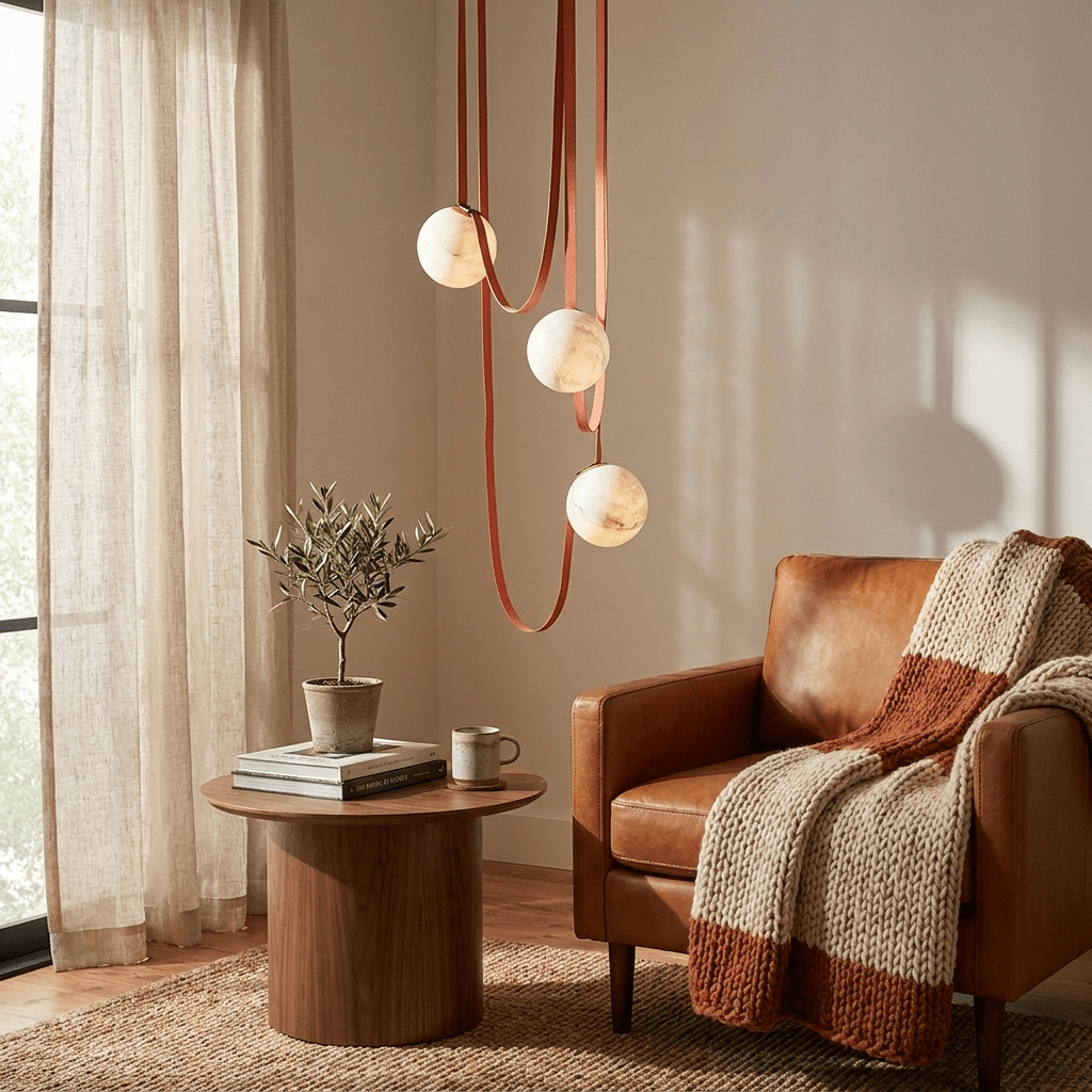 Multiple Belt Alabaster Pendant Light