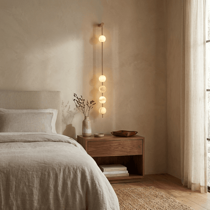 Vertical Alabaster Orb Wall Sconce
