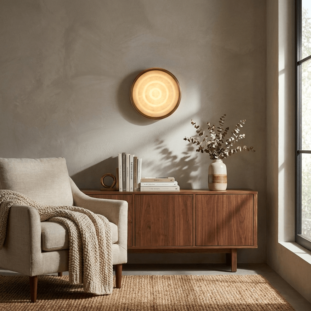 Orlina Stone Disc Alabaster Wall Sconce