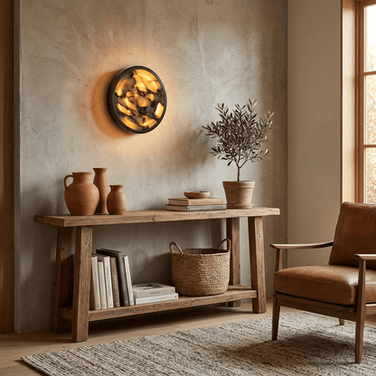 Orlina Stone Disc Alabaster Wall Sconce