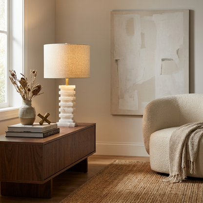 Stacked Alabaster Table Lamp
