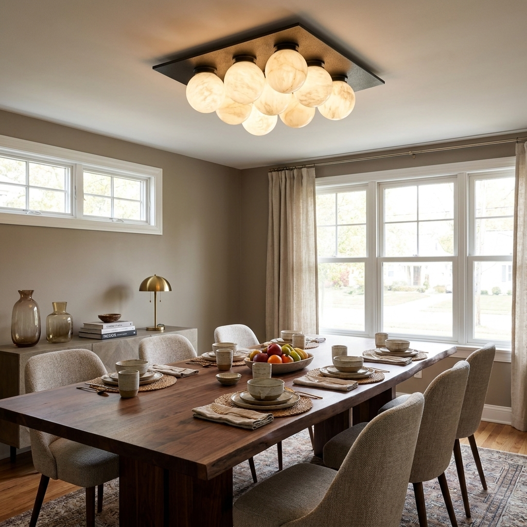 Cobble Alabaster Flush Mount Alabaster Lighting Fixture