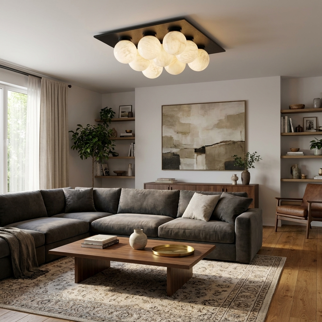 Cobble Alabaster Flush Mount Alabaster Lighting Fixture