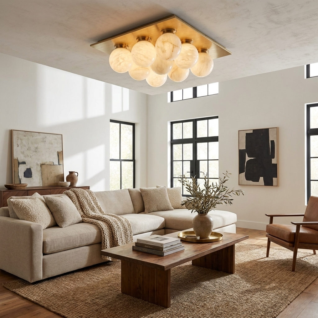 Cobble Alabaster Flush Mount Alabaster Lighting Fixture