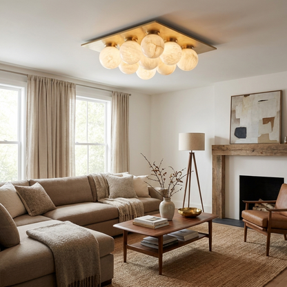 Cobble Alabaster Flush Mount Alabaster Lighting Fixture