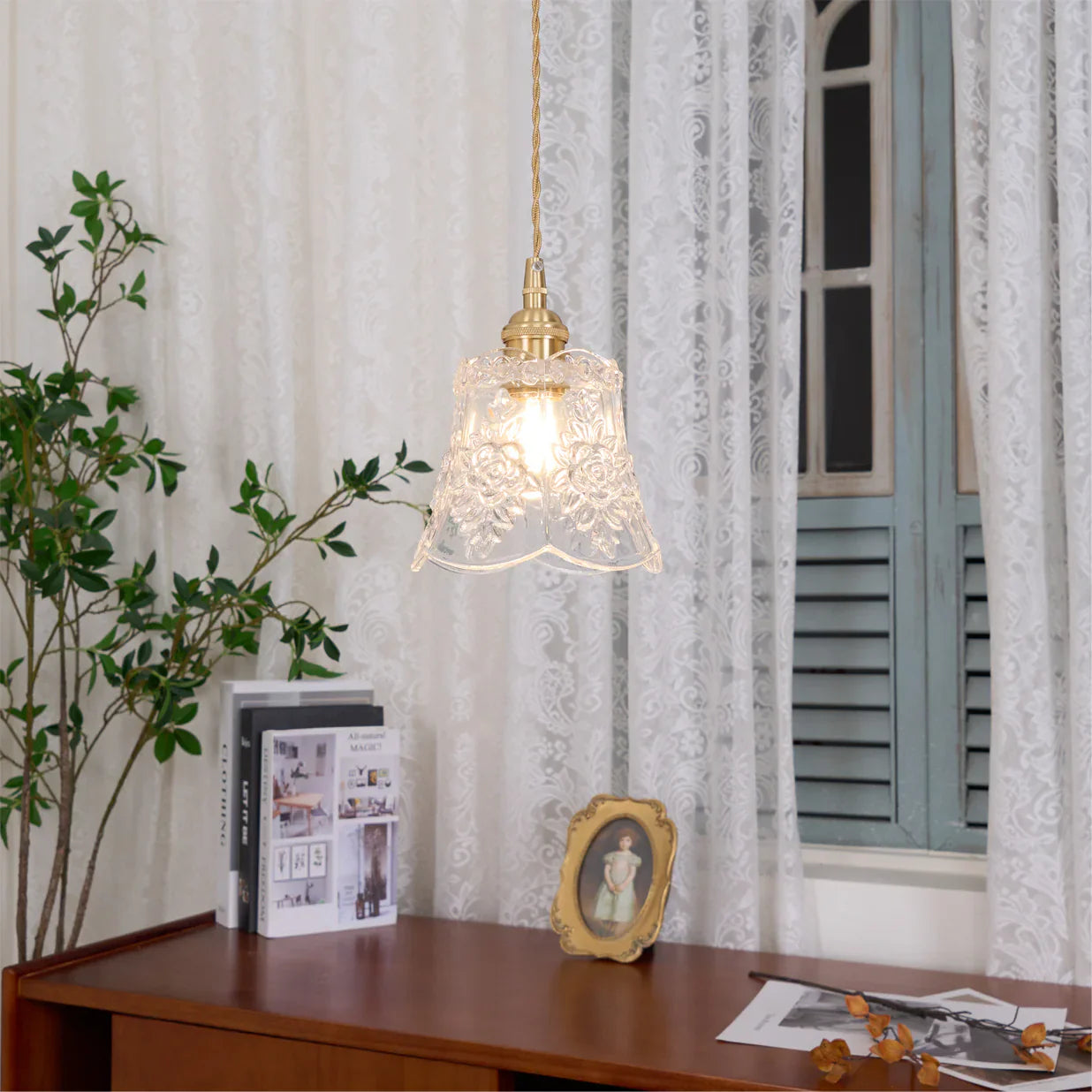 Vintage Clear Glass Pendant Lamp