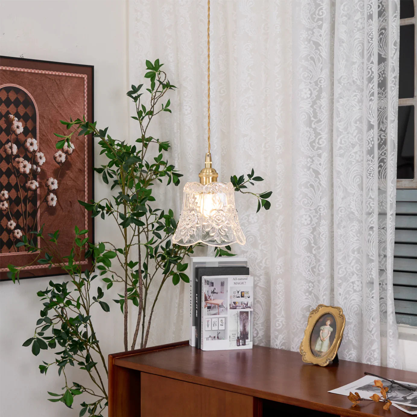 Vintage Clear Glass Pendant Lamp