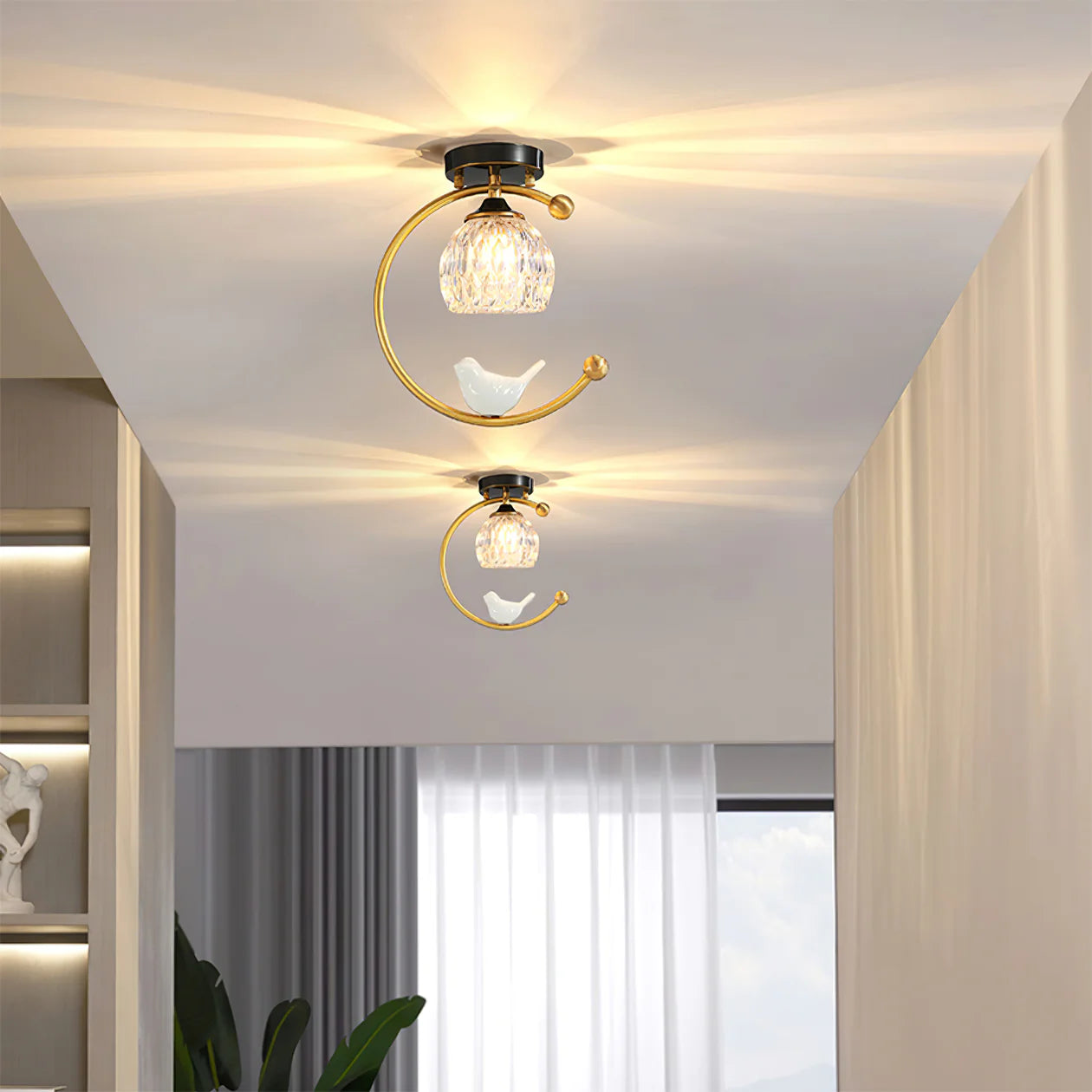 Ceramic Bird Ceiling Lamp